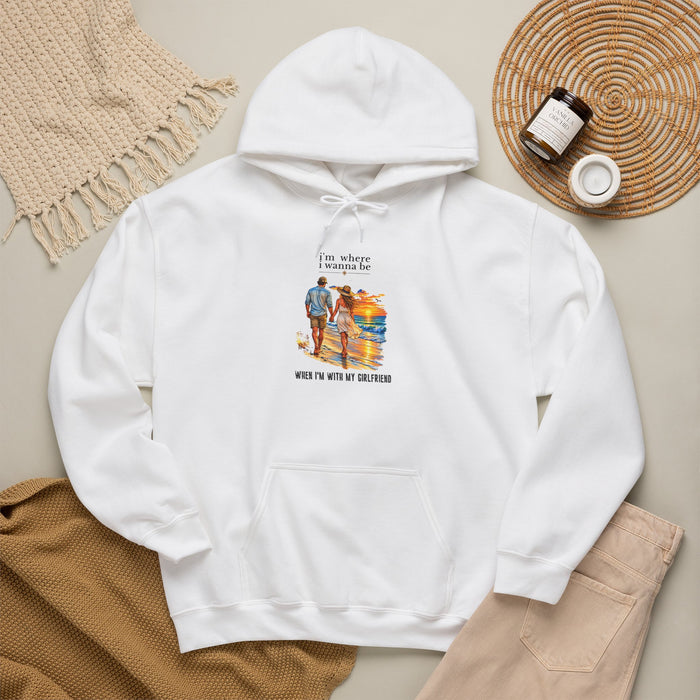 ‘I’m Where I’m Wanna Be When I'm With Ny Girlfriend’ Beach Couple Graphic Hoodie