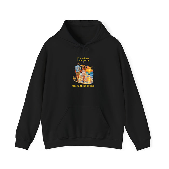 Couples Hoodie — "With My Boyfriend" Cozy Graphic Pullover,