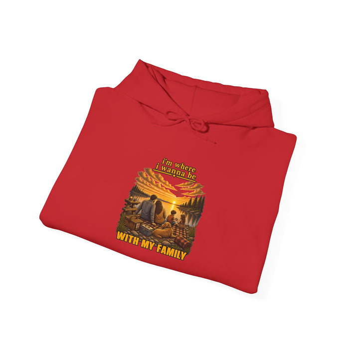 Hoodie - "I'm Stronger When My Family" Sunset Family Mountain Graphic Hooded Sweatshirt