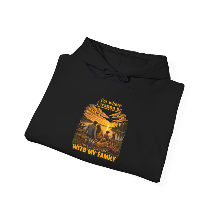 Hoodie - "I'm Stronger When My Family" Sunset Family Mountain Graphic Hooded Sweatshirt