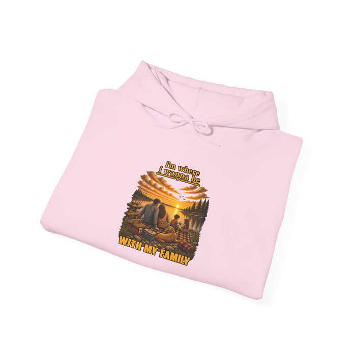 Hoodie - "I'm Stronger When My Family" Sunset Family Mountain Graphic Hooded Sweatshirt