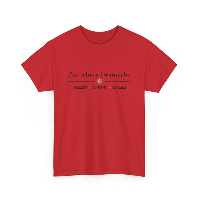 Present • Content • At Peace – Unisex Cotton Graphic Tee