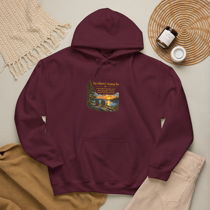 Hoodie — Inspirational Lakeside Sunset Design (“his heart” quote)