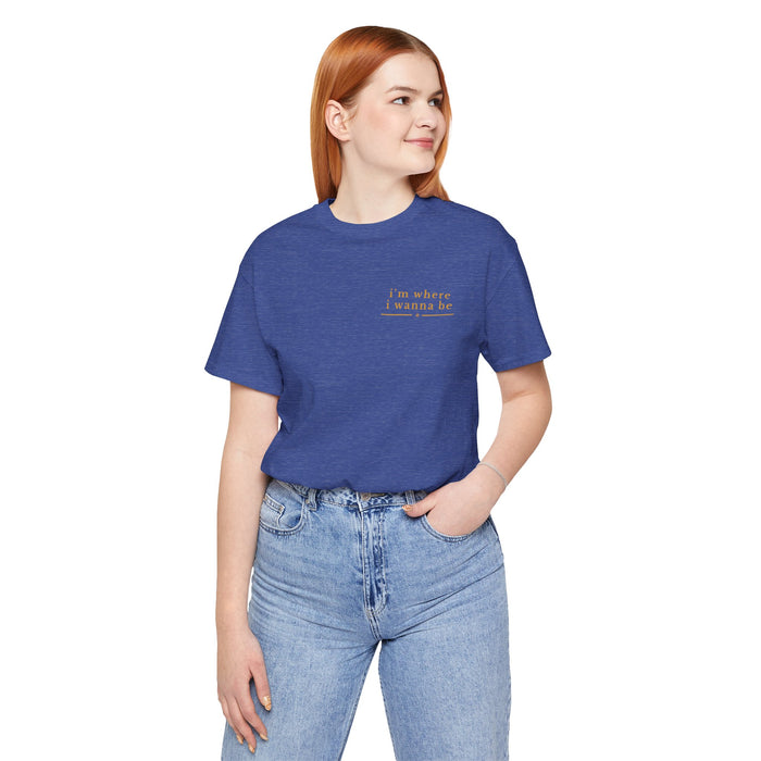 T‑Shirt — “I’m Where I Wanna Be When I’m With My Husband” Sunset Couple Graphic Tee