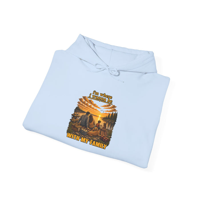Hoodie - "I'm Stronger When My Family" Sunset Family Mountain Graphic Hooded Sweatshirt