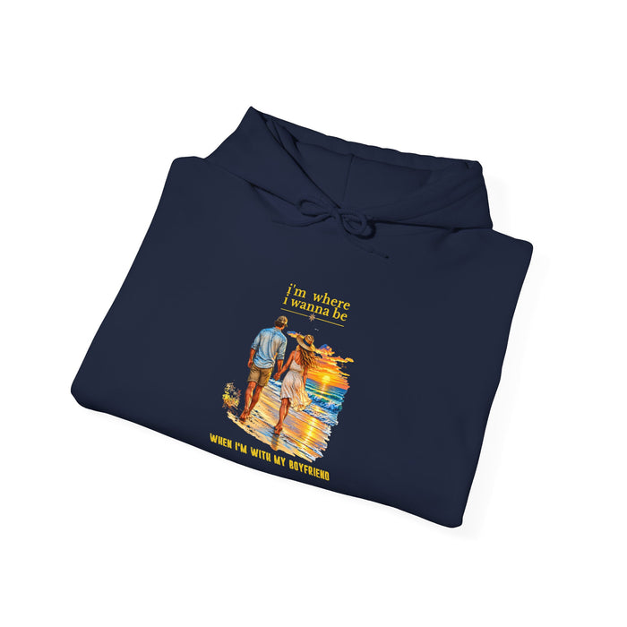 Couples Hoodie — "With My Boyfriend" Cozy Graphic Pullover,