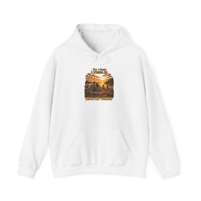 Hoodie - "I'm Stronger When My Family" Sunset Family Mountain Graphic Hooded Sweatshirt
