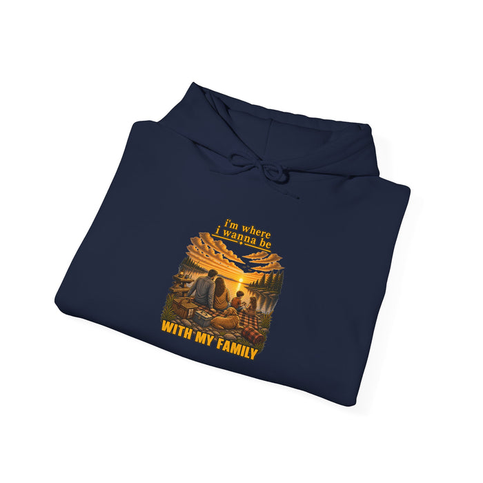 Hoodie - "I'm Stronger When My Family" Sunset Family Mountain Graphic Hooded Sweatshirt