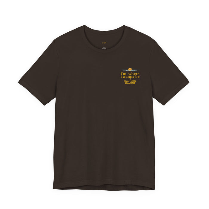 "I'm Where I Wanna Be" Retro Sunset Pocket Tee