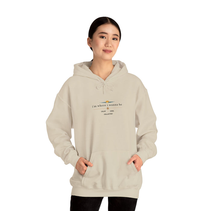 Hoodie - "I'm Where I Wanna Be" Minimal Sunset Graphic Hooded Sweatshirt