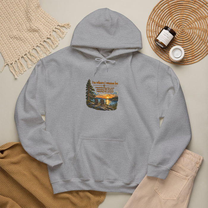 Hoodie — Inspirational Lakeside Sunset Design (“his heart” quote)