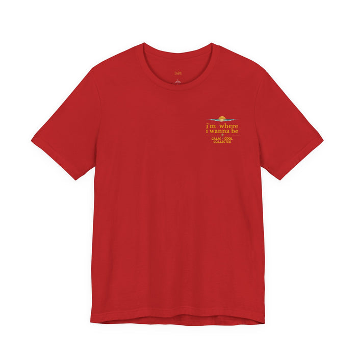 "I'm Where I Wanna Be" Retro Sunset Pocket Tee