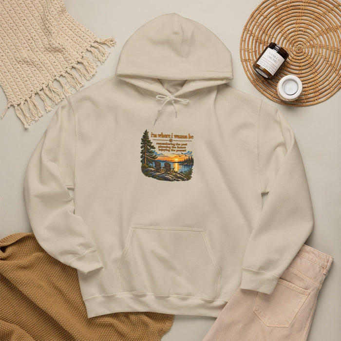 Hoodie — Inspirational Lakeside Sunset Design (“his heart” quote)