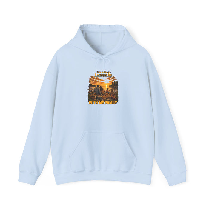 Hoodie - "I'm Stronger When My Family" Sunset Family Mountain Graphic Hooded Sweatshirt
