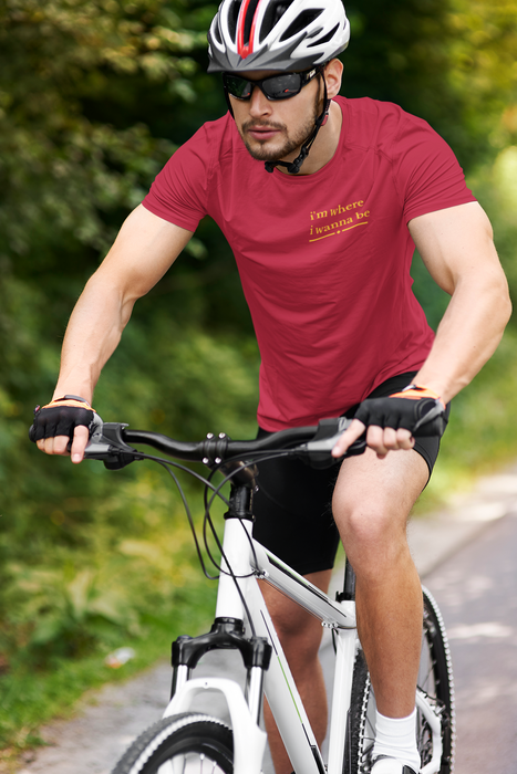 Cycling T‑Shirt - "I'm Where I Wanna Be When I'm On The Road" Scenic Bicycle Tee