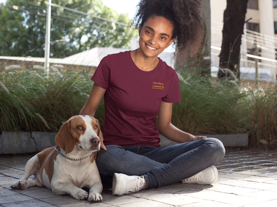 Beagle Lover T-Shirt — "I'm Where I Wanna Be When I'm With My Beagle" Autumn Crew Tee