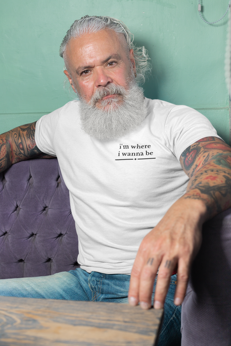 'i’m where i wanna be' Minimalist White Tee