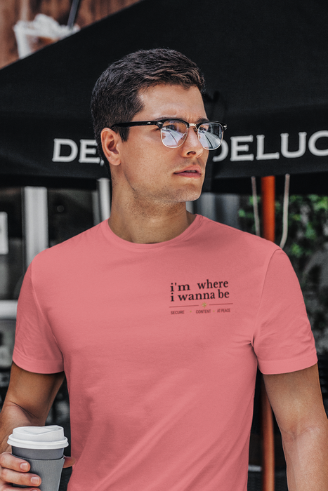 Minimalist 'i'm where i wanna be' Pocket Tee — Relaxed White Graphic T-Shirt