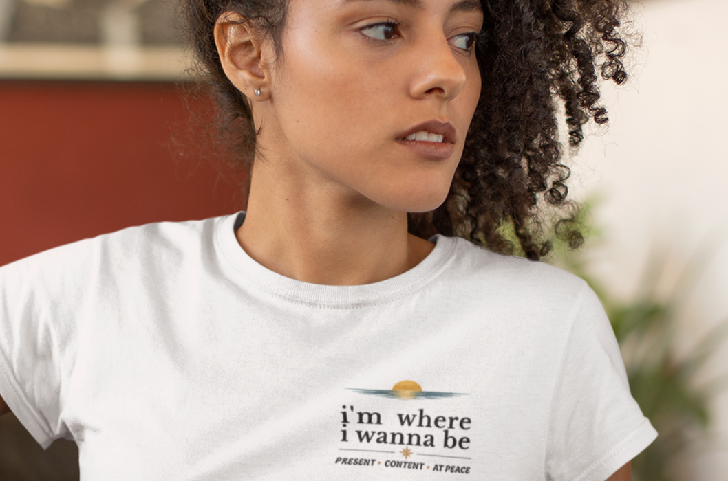 T‑Shirt — “I’m Where I Wanna Be” Sunset Pocket Tee