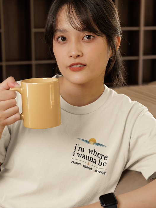 T‑Shirt — “I’m Where I Wanna Be” Sunset Pocket Tee