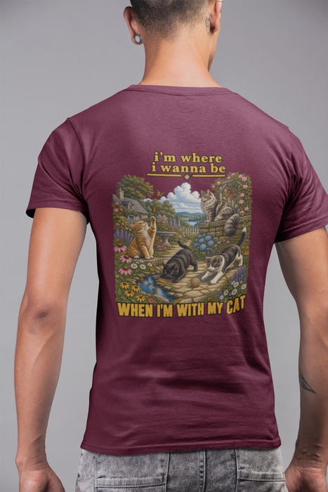 Cat Lover Graphic Tee — "I’m Where I Wanna Be When I’m With My Cat"