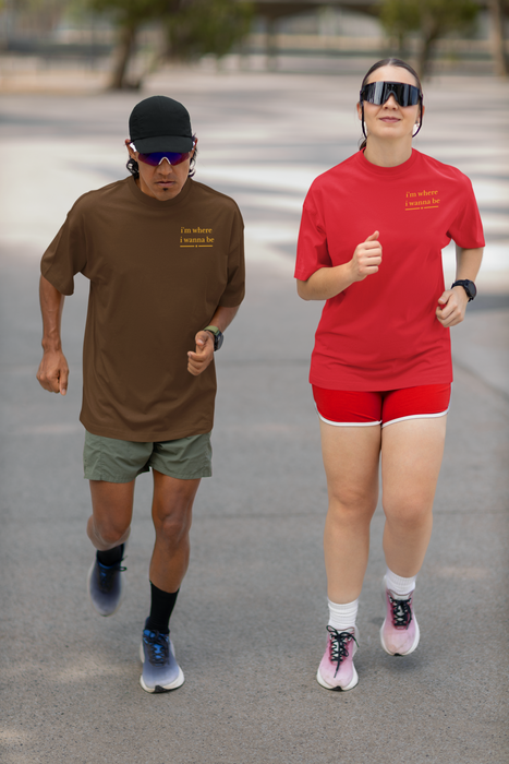 Running Graphic Tee – "I’m Where I Wanna Be When I’m Going the Distance" Scenic Jogger T‑Shirt