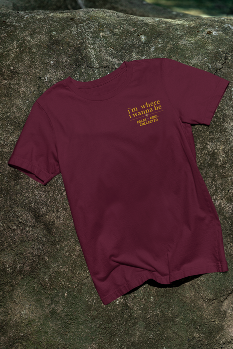 I'm Where I Wanna Be T‑Shirt — Minimal Yellow Chest Logo Tee