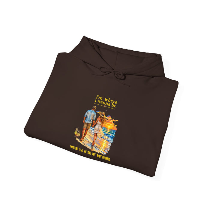 Couples Hoodie — "With My Boyfriend" Cozy Graphic Pullover,