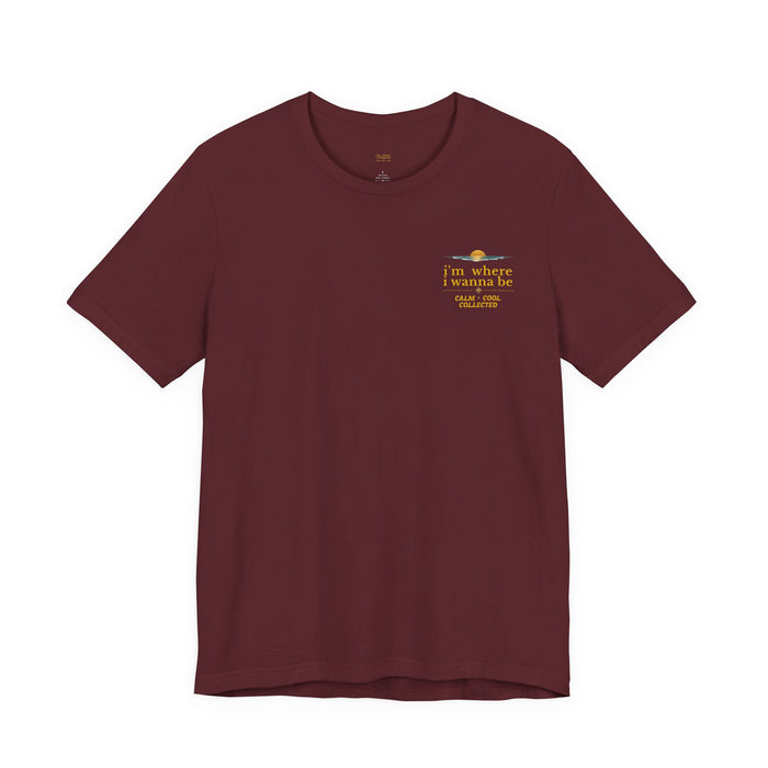 "I'm Where I Wanna Be" Retro Sunset Pocket Tee