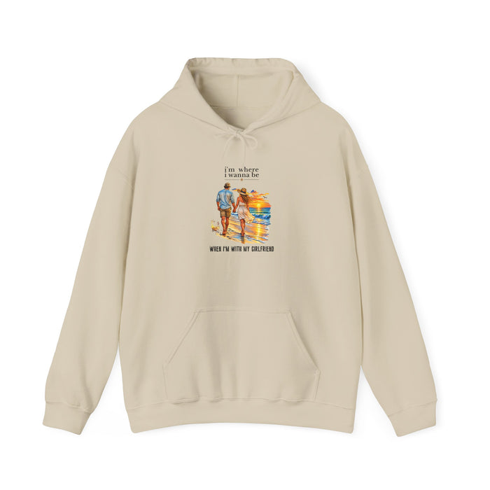 ‘I’m Where I’m Wanna Be When I'm With Ny Girlfriend’ Beach Couple Graphic Hoodie