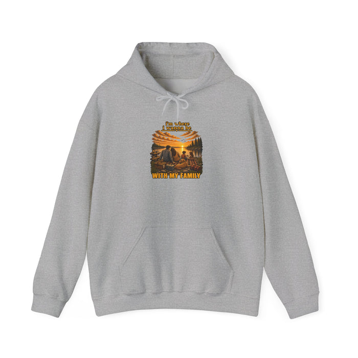 Hoodie - "I'm Stronger When My Family" Sunset Family Mountain Graphic Hooded Sweatshirt