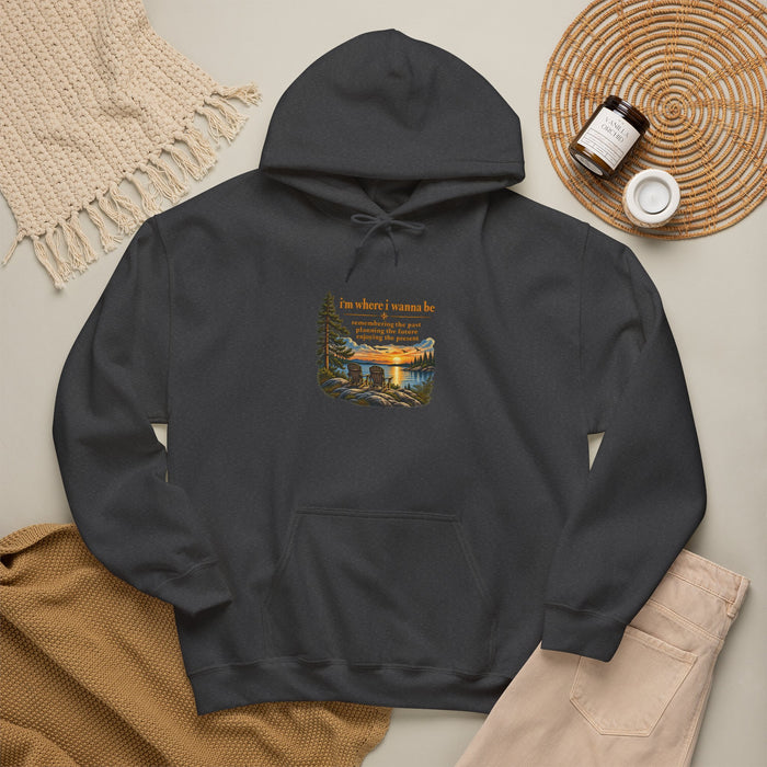 Hoodie — Inspirational Lakeside Sunset Design (“his heart” quote)