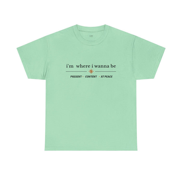 Present • Content • At Peace – Unisex Cotton Graphic Tee