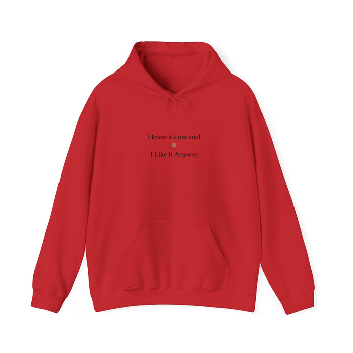 Hoodie – "I Know It’s Not Cool, I Like It Anyway" Minimal Graphic Sweatshirt