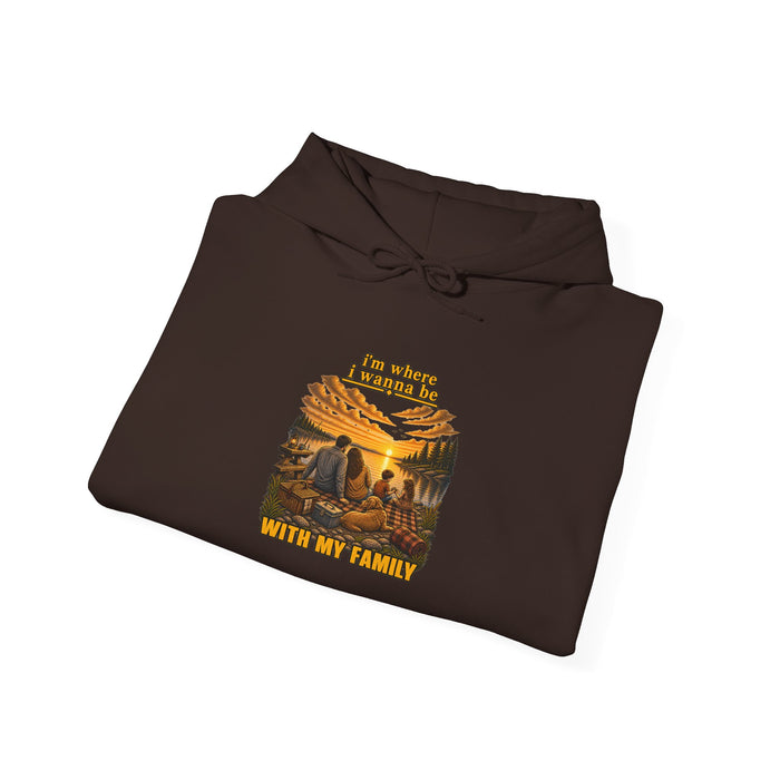 Hoodie - "I'm Stronger When My Family" Sunset Family Mountain Graphic Hooded Sweatshirt