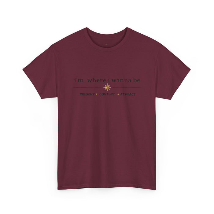 Present • Content • At Peace – Unisex Cotton Graphic Tee
