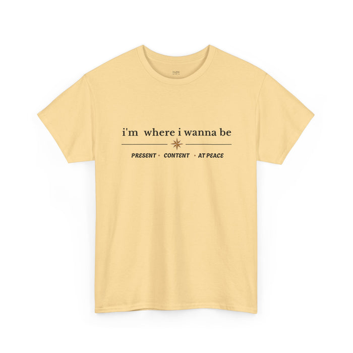 Present • Content • At Peace – Unisex Cotton Graphic Tee