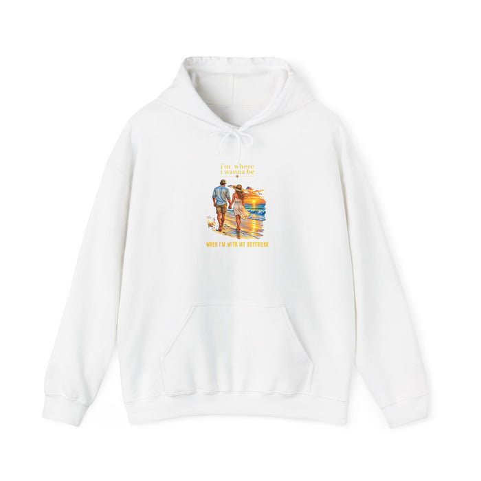Couples Hoodie — "With My Boyfriend" Cozy Graphic Pullover,