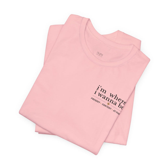 Minimalist 'i'm where i wanna be' Pocket Tee — Relaxed White Graphic T-Shirt