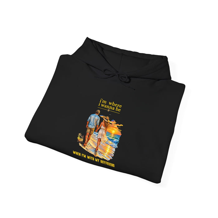 Couples Hoodie — "With My Boyfriend" Cozy Graphic Pullover,