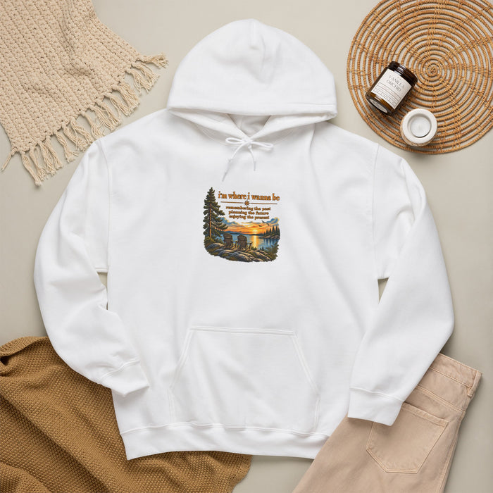 Hoodie — Inspirational Lakeside Sunset Design (“his heart” quote)