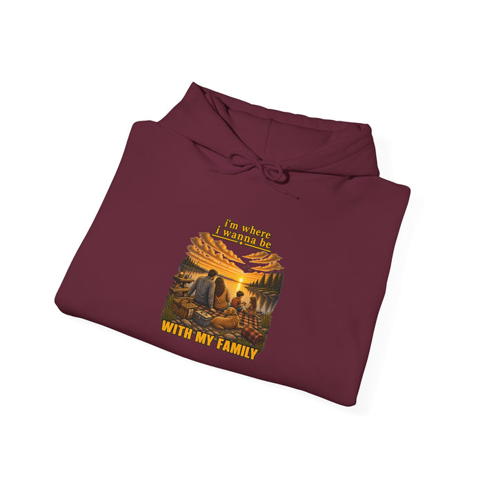 Hoodie - "I'm Stronger When My Family" Sunset Family Mountain Graphic Hooded Sweatshirt