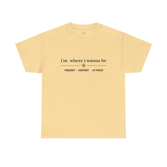 Present • Content • At Peace – Unisex Cotton Graphic Tee