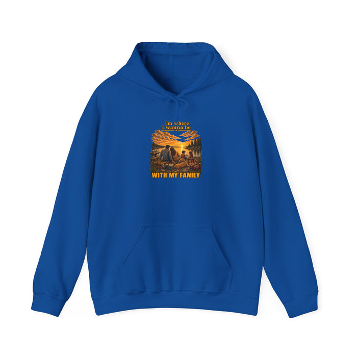 Hoodie - "I'm Stronger When My Family" Sunset Family Mountain Graphic Hooded Sweatshirt