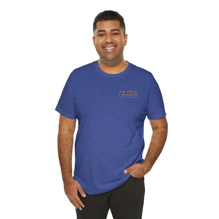 Couples Sunset Beach T‑Shirt — "I'm Where I Wanna Be When I'm With My Wife"