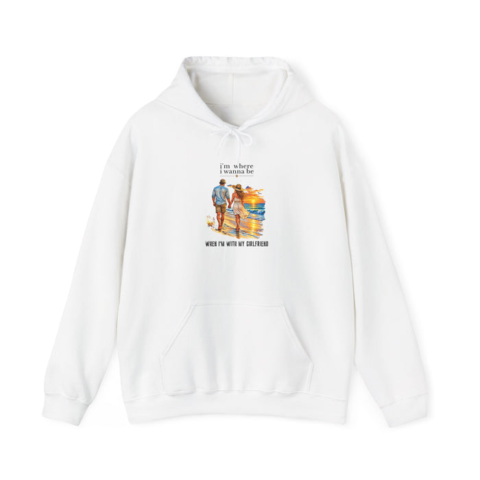 ‘I’m Where I’m Wanna Be When I'm With Ny Girlfriend’ Beach Couple Graphic Hoodie
