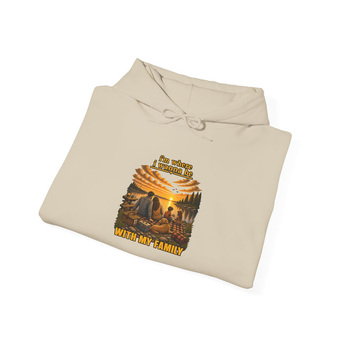 Hoodie - "I'm Stronger When My Family" Sunset Family Mountain Graphic Hooded Sweatshirt