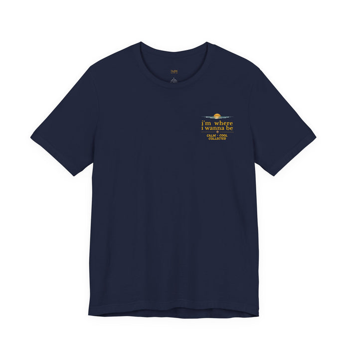 "I'm Where I Wanna Be" Retro Sunset Pocket Tee