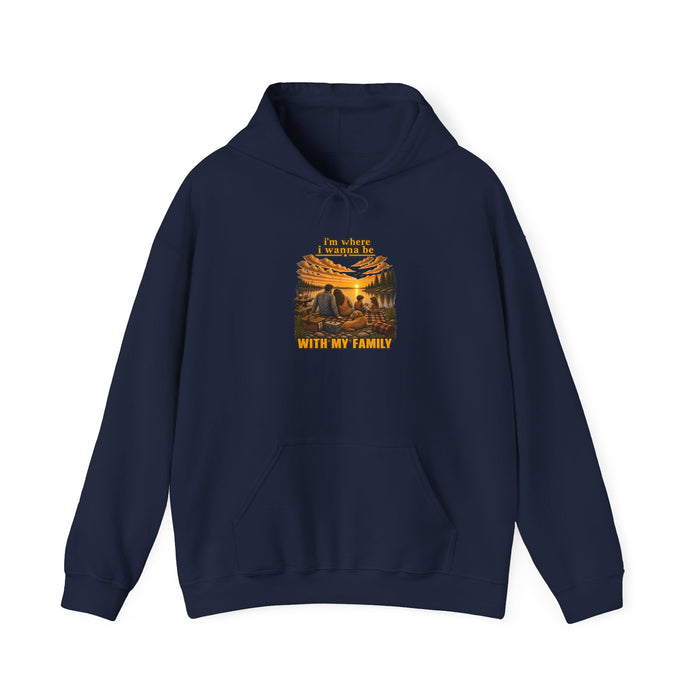 Hoodie - "I'm Stronger When My Family" Sunset Family Mountain Graphic Hooded Sweatshirt