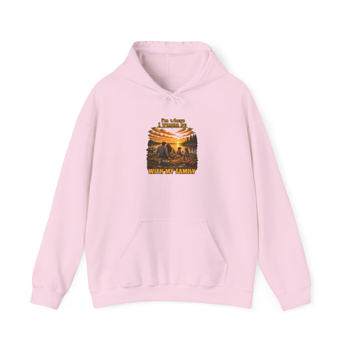 Hoodie - "I'm Stronger When My Family" Sunset Family Mountain Graphic Hooded Sweatshirt